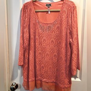 JM Collection Woman 3X in bright coral. Plus size